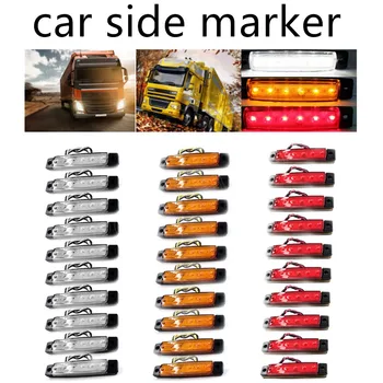 

30pcs 6LED Car Side Marker Lights 12V 24V option External Light Clearance Lamp Trailer Truck red yellow white colors