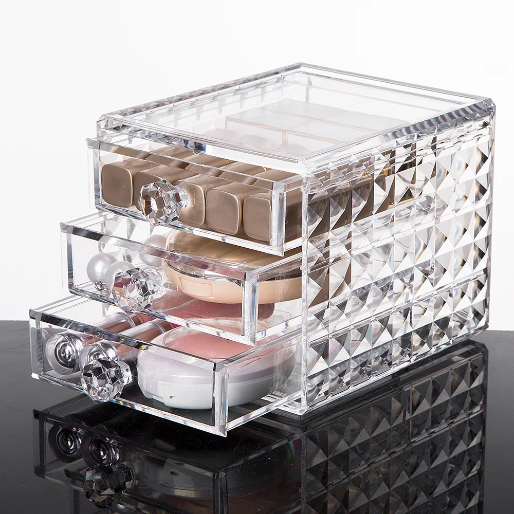 Yoler Acrylic Jewelry Makeup Storage Drawers Clear Crystal
