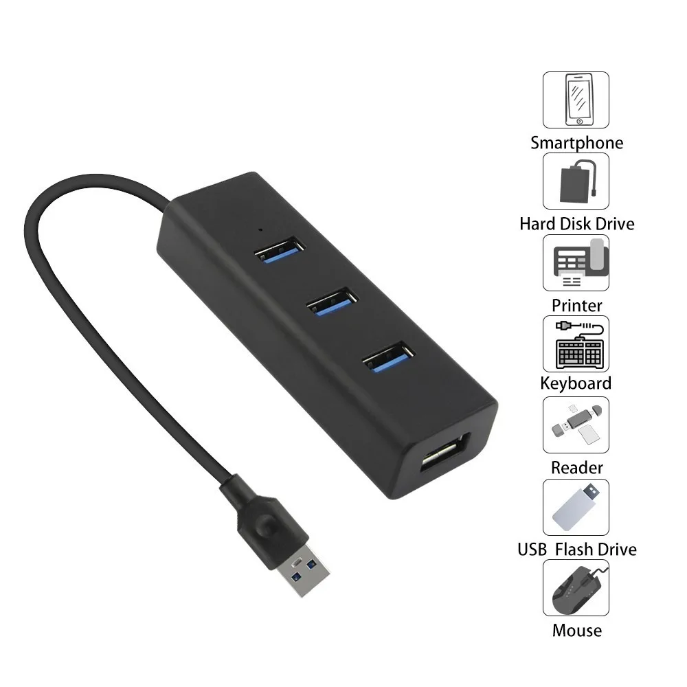 CHUYI Usb 3.0 Hub 4 Port High Speed Usb3.0 Splitter Adapter Dc 5v / 2a Power Source Port For Pc Mobile Phone Accessories