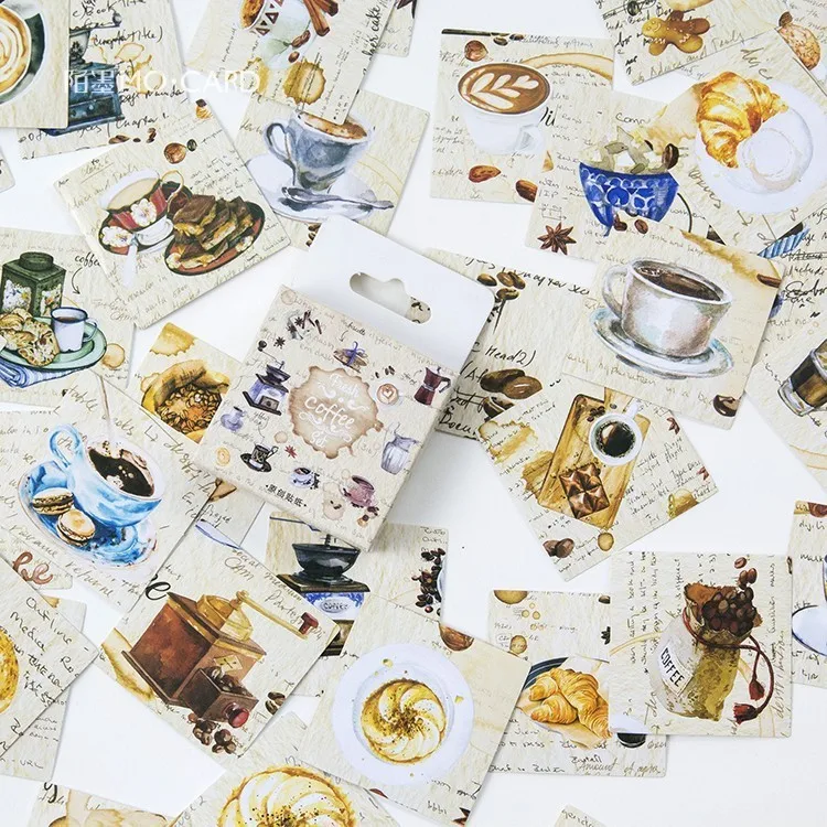 

45 PCS/box New Creative Coffee Workshop Paper Lable Stickers Crafts And Scrapbooking Decorative Lifelog Sticker Cute Stationery