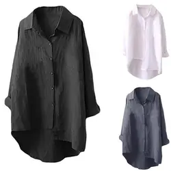 Новое поступление 2019, Женская Повседневная рубашка с длинными рукавами и пуговицами, топы, свободная повседневная женская сорочка, женская
