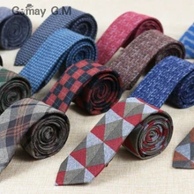 Модные Узкие хлопковые Шерстяные Галстуки для мужчин, изготовленные на заказ, фирменные проверенные тонкие мужские галстуки для подарка