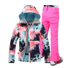 2018 Gsou Skiing Suit for Women Snowboard Suit Colorful Ski Suit Female Snow Jacket Pants Womans