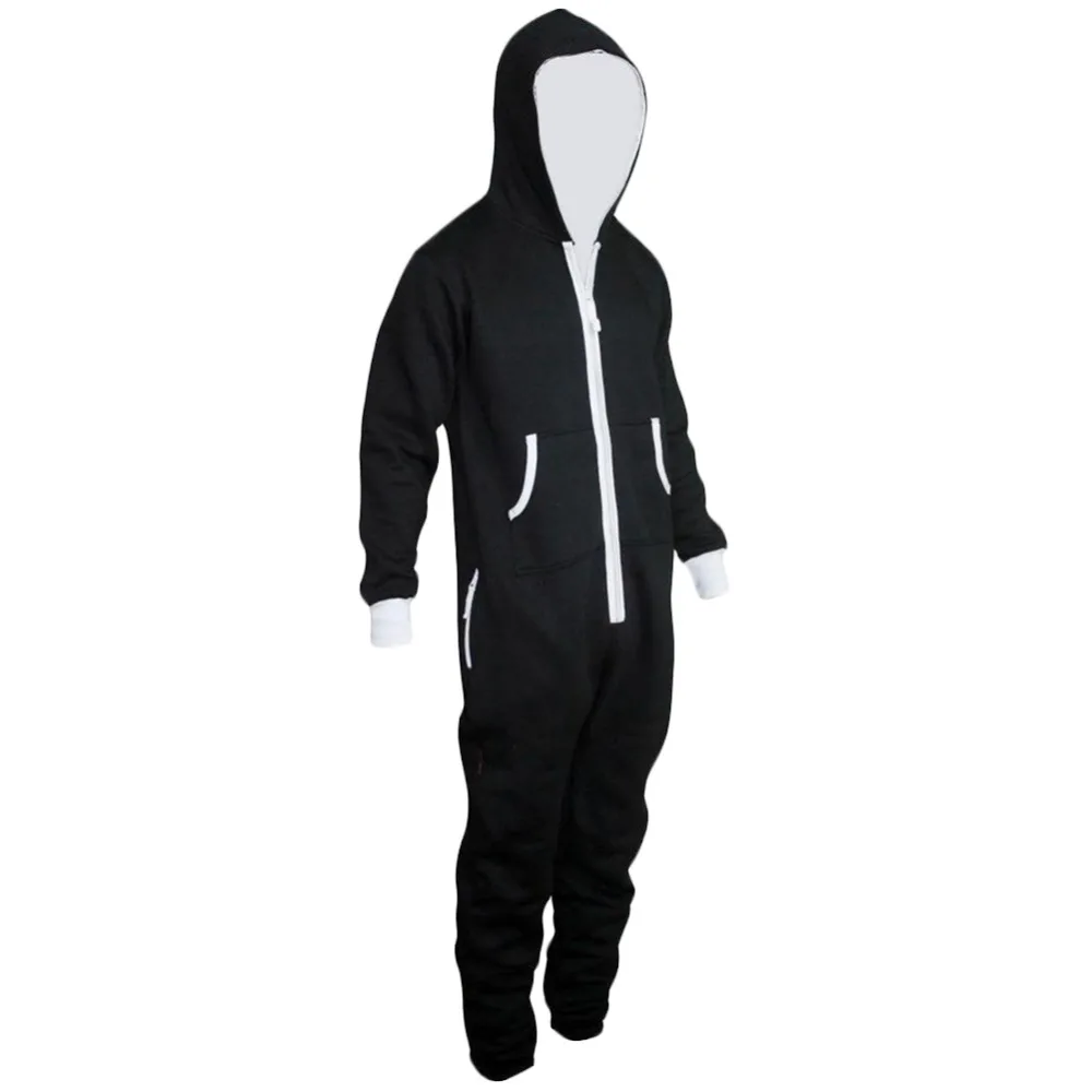 

Men Solid Color Unisex Pajamas Tracksuit Sleepsuit Pajamas For Women Adults One Piece Cotton Black / Blue Jumpsuit