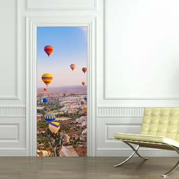 

3D Print Helium Balloon PVC Waterproof Entire Door Sticker Creative Stickers Door Wall Sticker DIY Mural Bedroom Home Decor