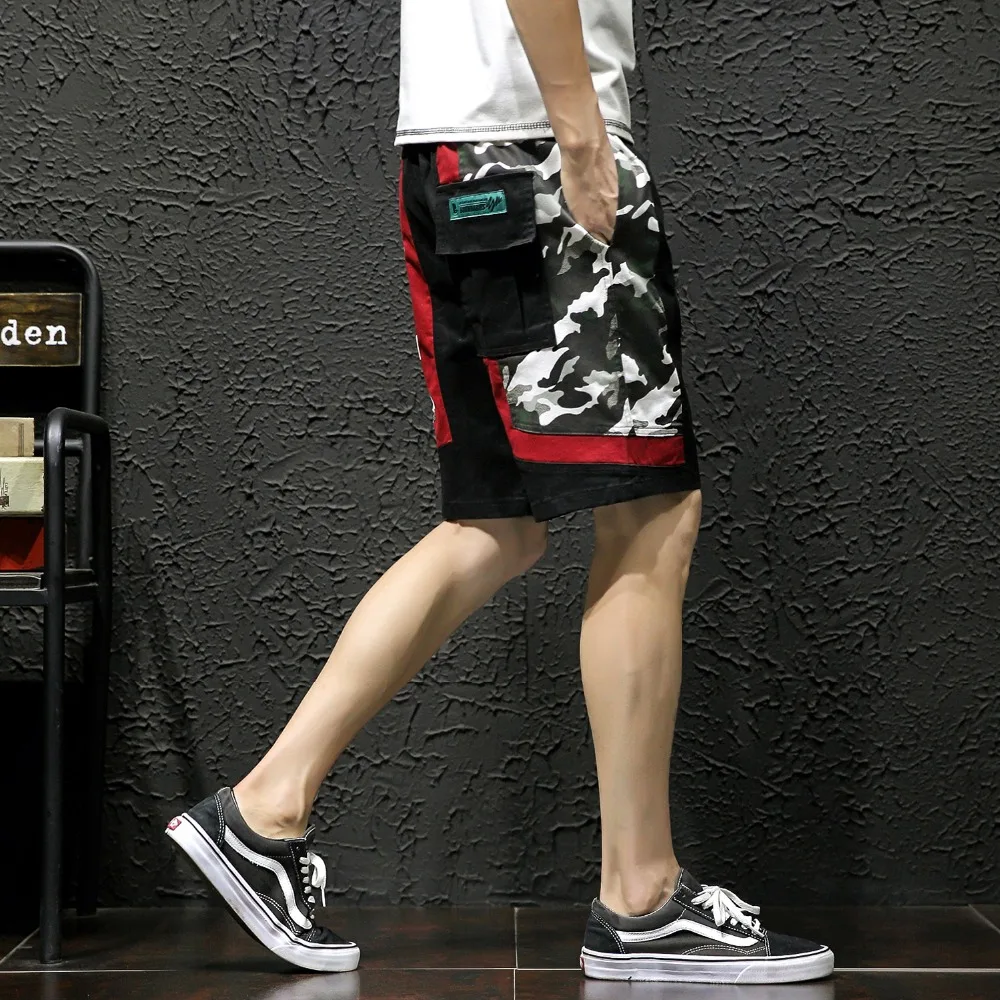 

Men's Short 2019 Summer Fashionable Regular Casual Cotton Knee Length Panelled Drawstring Mid Back Pockets Plus 5XL Male Short