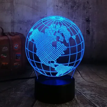 

Novelty Globe Map of America 3D RGB LED Night Light Multicolor 7 Colors Remote Control USB Table Lamp Home Decor Christmas Gift