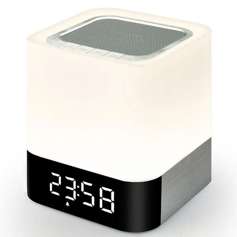 

ihens5 Portable Wireless Bluetooth Speaker and LED Light Lamp Alarm Clock with Quality Sound MP3 Player Micro TF SD Card AUX USB