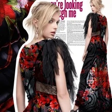 12 мм красный и черный европейский и американский высокого класса на заказ одежды шелковые срезанные цветы летняя прозрачная ткань