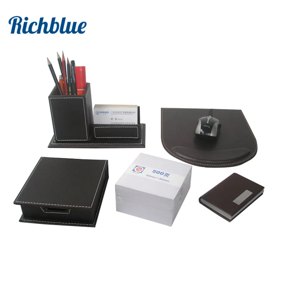 

Desktop Stationery Organizer Set With Pen Holder Mouse Pad Business Card Holder T47 Note paper box