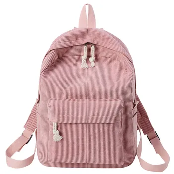

Corduroy Backpack Women Soft Corduroy Design School Backpack For Teenage Girls Striped Backpack Women Preppy Style Mochila