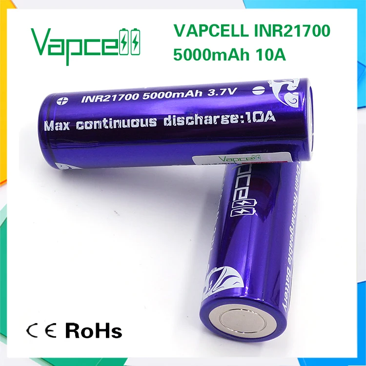 1 шт. аккумуляторная батарея vapcell INR21700 21700 5000 мАч 10 А|Перезаряжаемые батареи| |