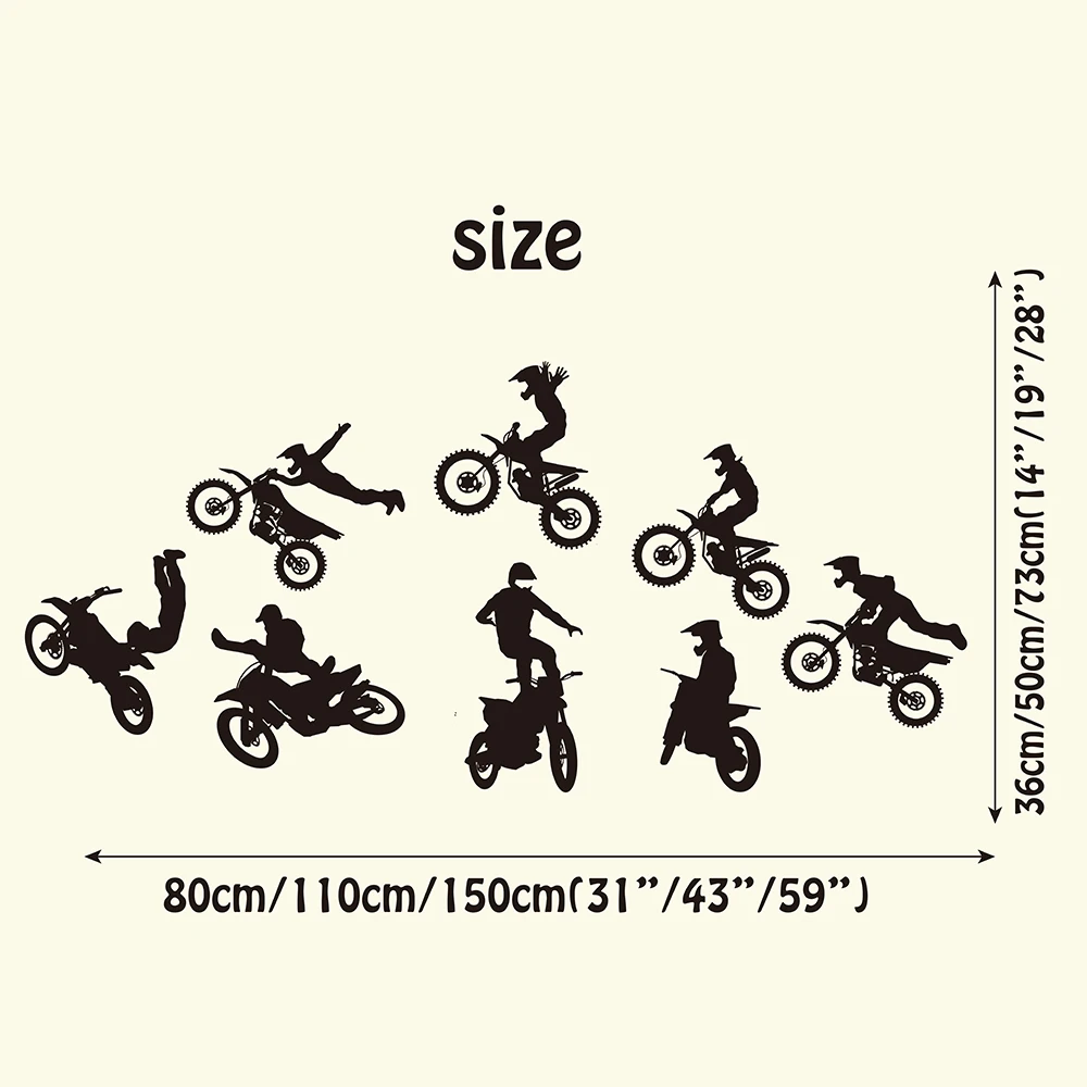 Мотокросс Экстрим стены Стикеры детская комната Обувь для мальчиков комнаты Race мотоцикл Спорт Наклейка на стену детская комната Спальня винил Домашний Декор
