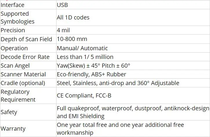 RD-2013 супермаркет 1D сканер штрихкодов с интерфейсом USB