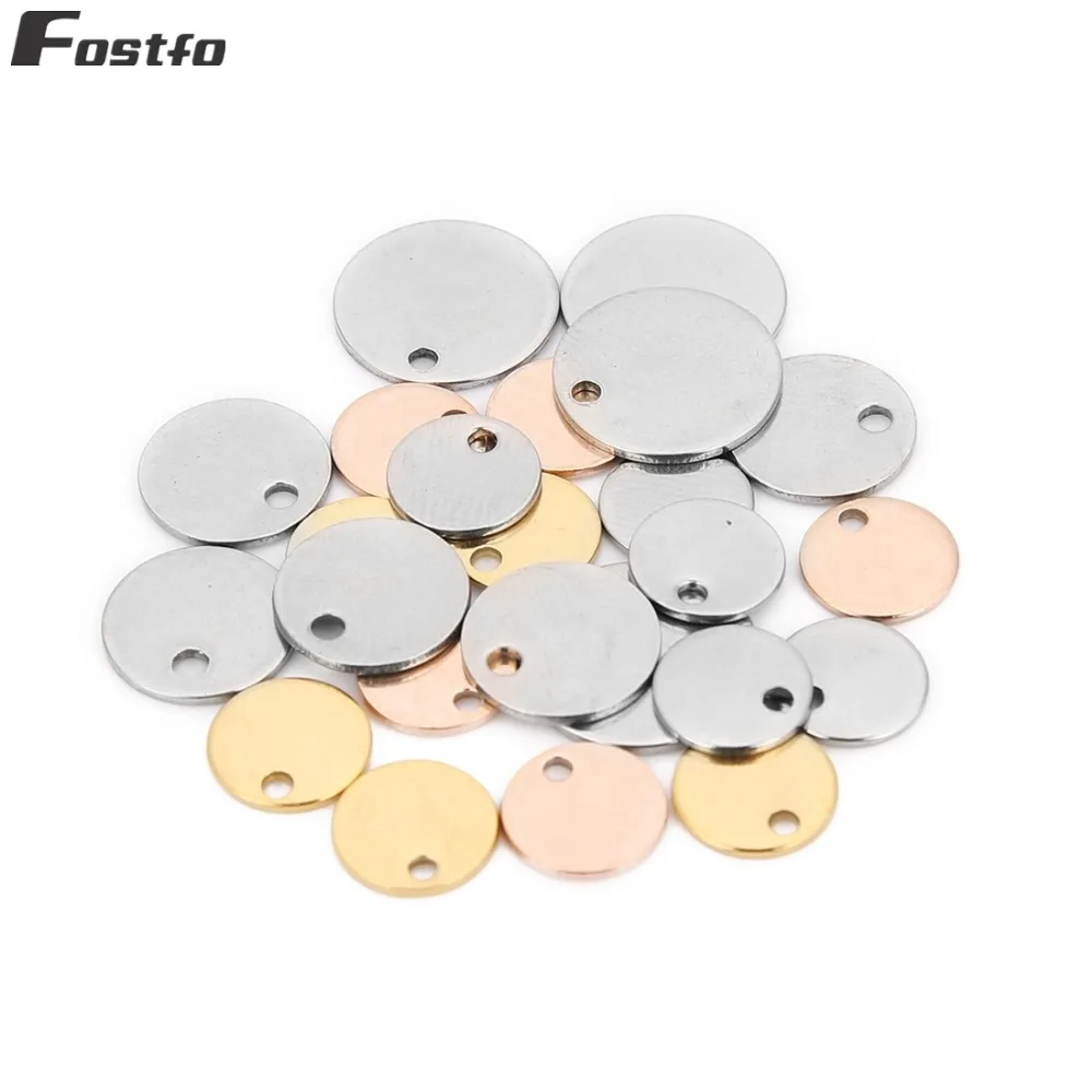 

Fostfo 20pcs/lot Stainless Steel Sequin Gold-plated accessories Round Smooth Charms Pendants Connectors for Jewelry Making