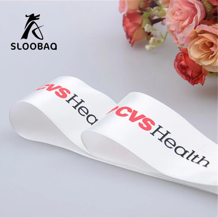 Custom ribbon logo printed pack decoration brand logo polyester gift