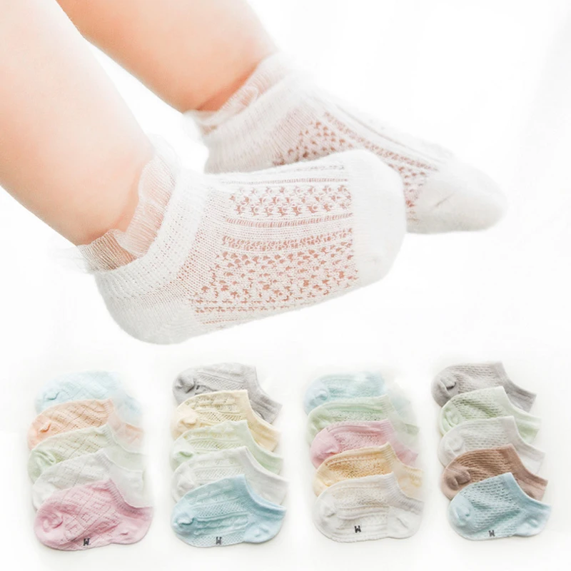 

New 5 Pairs/lot Baby Socks Newborn Thin Combed Cotton Mesh Breathable Socks Infant Baby Boat Socks Shoes Home Slippers Baby