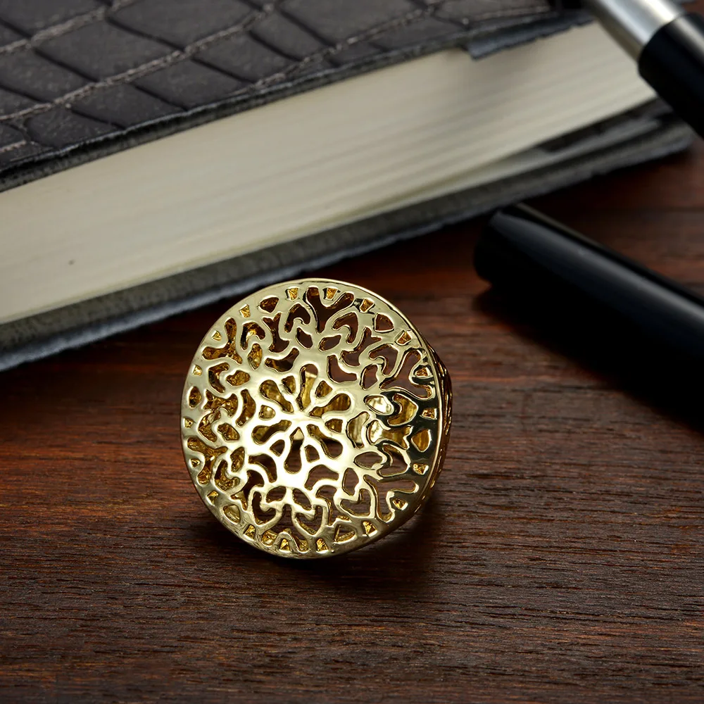 Viennois мода GP позолоченные выдалбливают круг вокруг кольцо размер 7 8 для женщин золотой палец кольцо ювелирные изделия