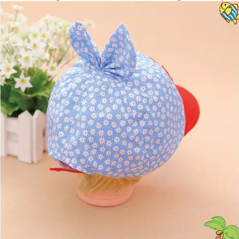 Flower Baby Hat Cotton Breathable Boy Girl Caps Spring Autumn Infant Beanie Baby Sun Cap With Ear 6-18 Months Baby Baseball Hats (1)