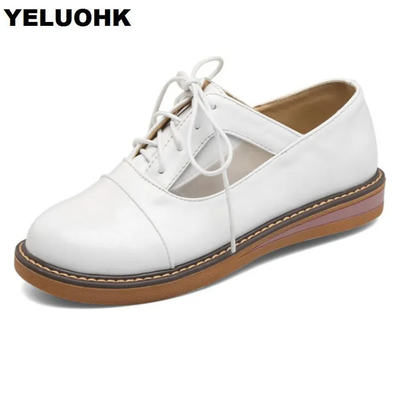 

2018 Fashion Air Mesh Summer Shoes Women Flats Breathable Casual Women Oxford Shoes Lace Up Women Leather Shoes