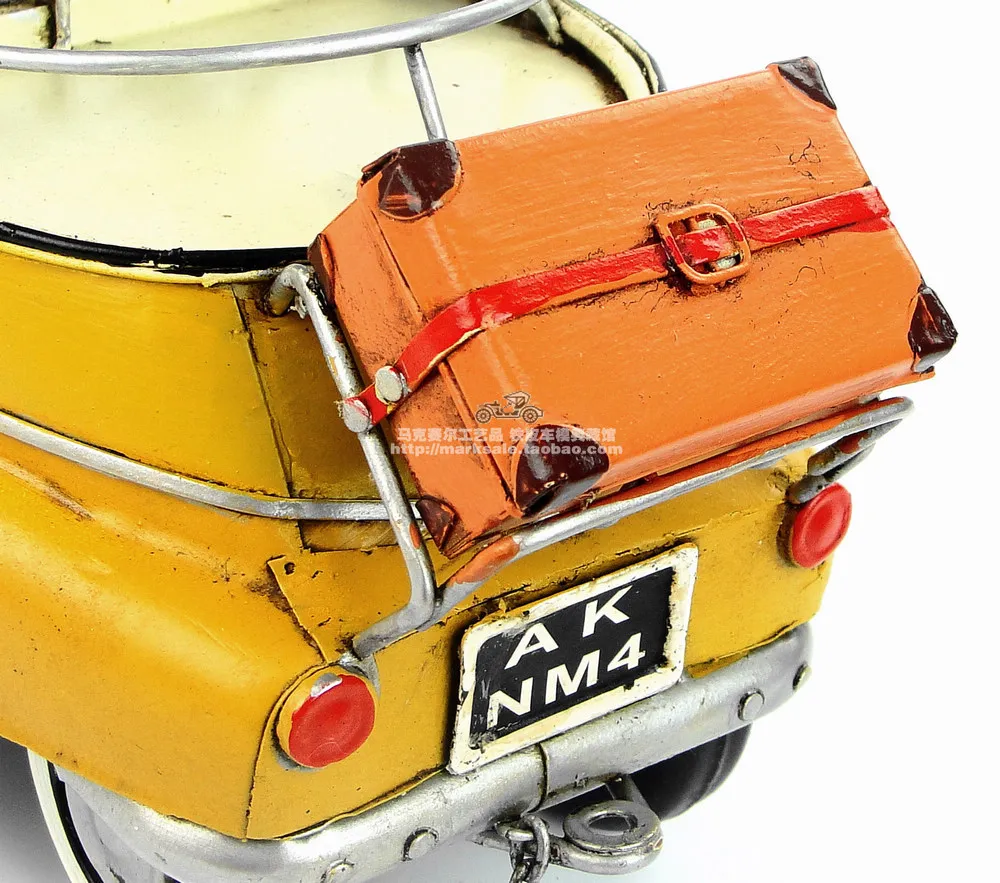 Cena Antyczne klasyczny model samochodu z przyczepą retro vintage kute metalowe rzemiosło dla domu pub kawiarnia dekoracji lub prezent