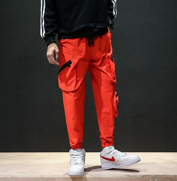 Хип хоп молния штаны карго с карманами для мужчин Уличная джоггеры брюки для девочек человек эластичный пояс моды фитнес спортивные штаны