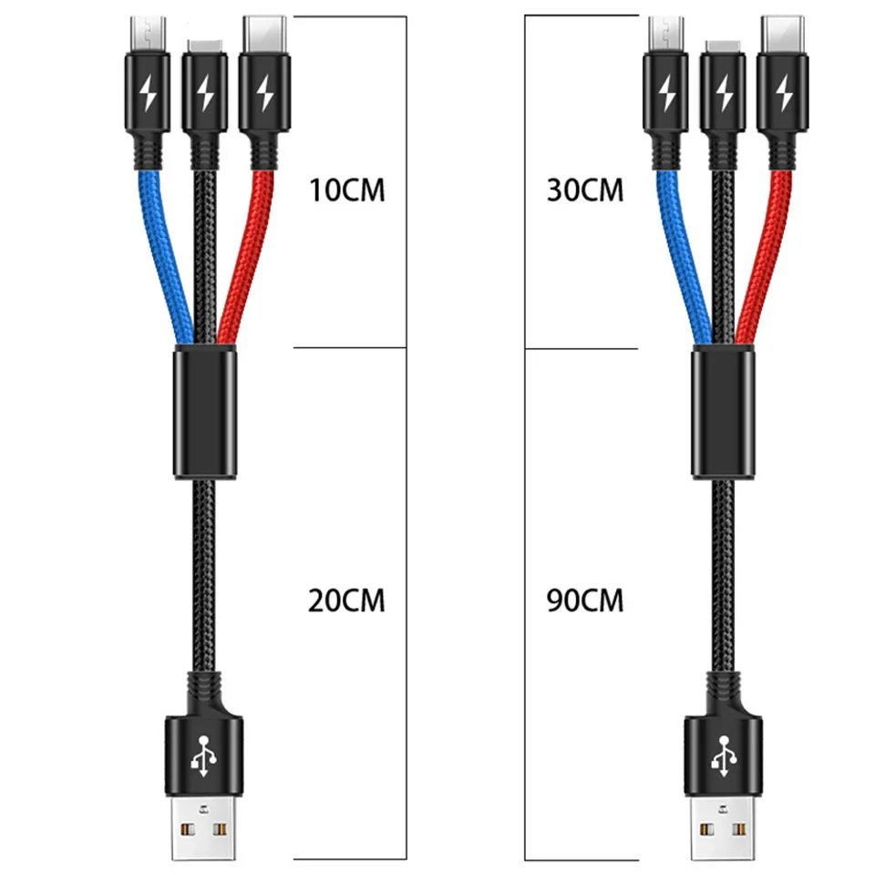 3 в 1, 3 в 1, кабель Micro usb type C, несколько usb, кабель для зарядки, Универсальный зарядный кабель для телефона huawei, samsung Realme 5 Pro