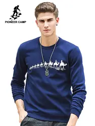 Pioneer Camp Autumn Winter Fleece Printed winter T shirt men brand clothing Fashion Male thick T shirt quality Tshirt  305114