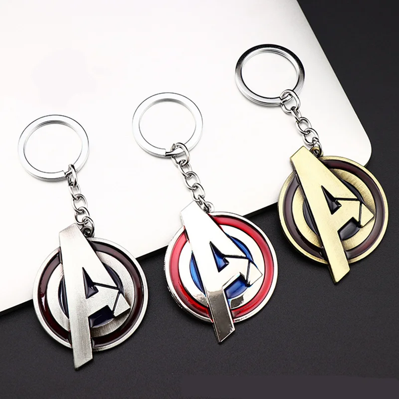

Metal Marvel Action Figures Avengers 4 Endgame Avengers Captain America A Letter Logo Keychain Adult Plush Keyring Gift Toys