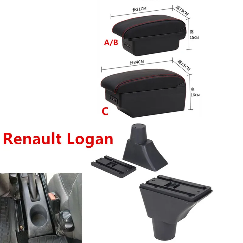 

For Renault Logan armrest box central Store content Storage box armrest box USB interface 2017
