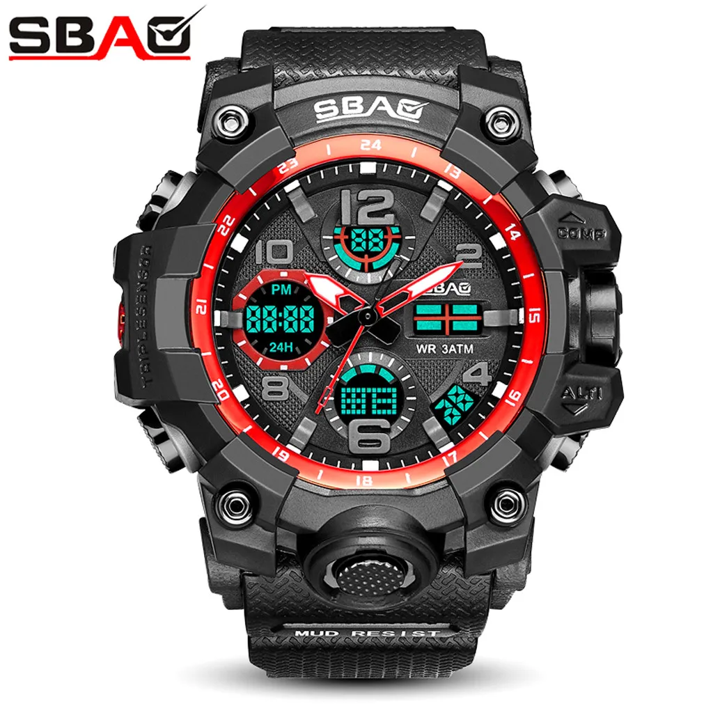 Спортивные мужские часы SBAO, цифровой светодиодный, электронные, военные часы, ТПУ, наручные часы, часы saat montre, дропшиппинг, relogio
