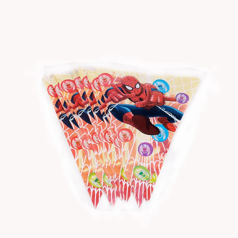 

12 Flags/Pack Spiderman Party Paper Flags Pennant Banner Kids Boy Baby Birthday Party Decoration Supplies Favors
