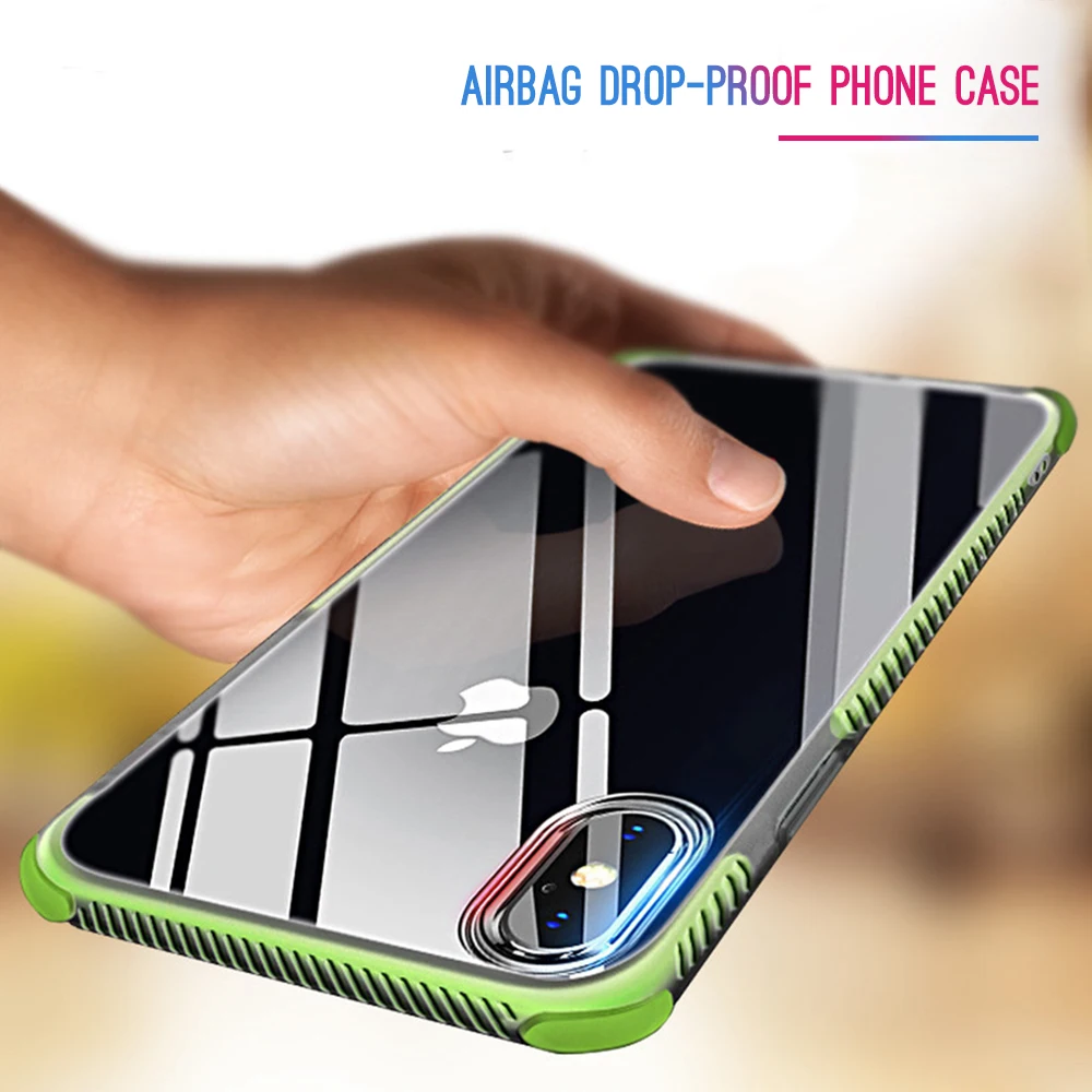 

Silicone Transparent AirBag Shockproof TPU Case for iPhone X 8 7 6 6S Plus Full Protective Back Cover for iPhone 7 8 10 Fundas