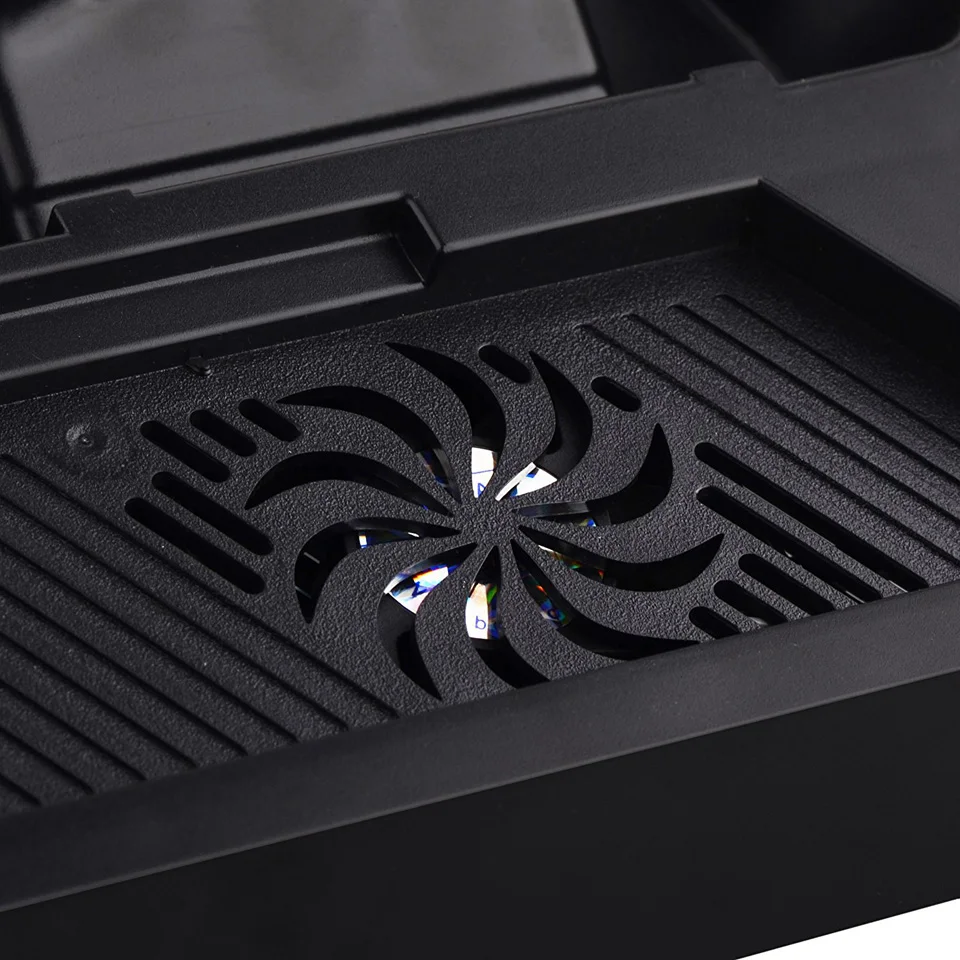Vertical-Stand-with-Cooling-Fan-and-Dual-Charger-for-PS4-Controllers-Charging-Station-and-USB-Hub