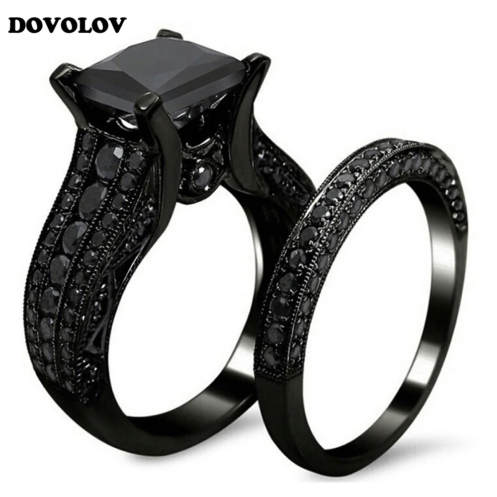 Черные золотые обручальные кольца для женщин мужские черные синие циркониевые модные свадебные массивные кольца для пар ювелирные изделия D3