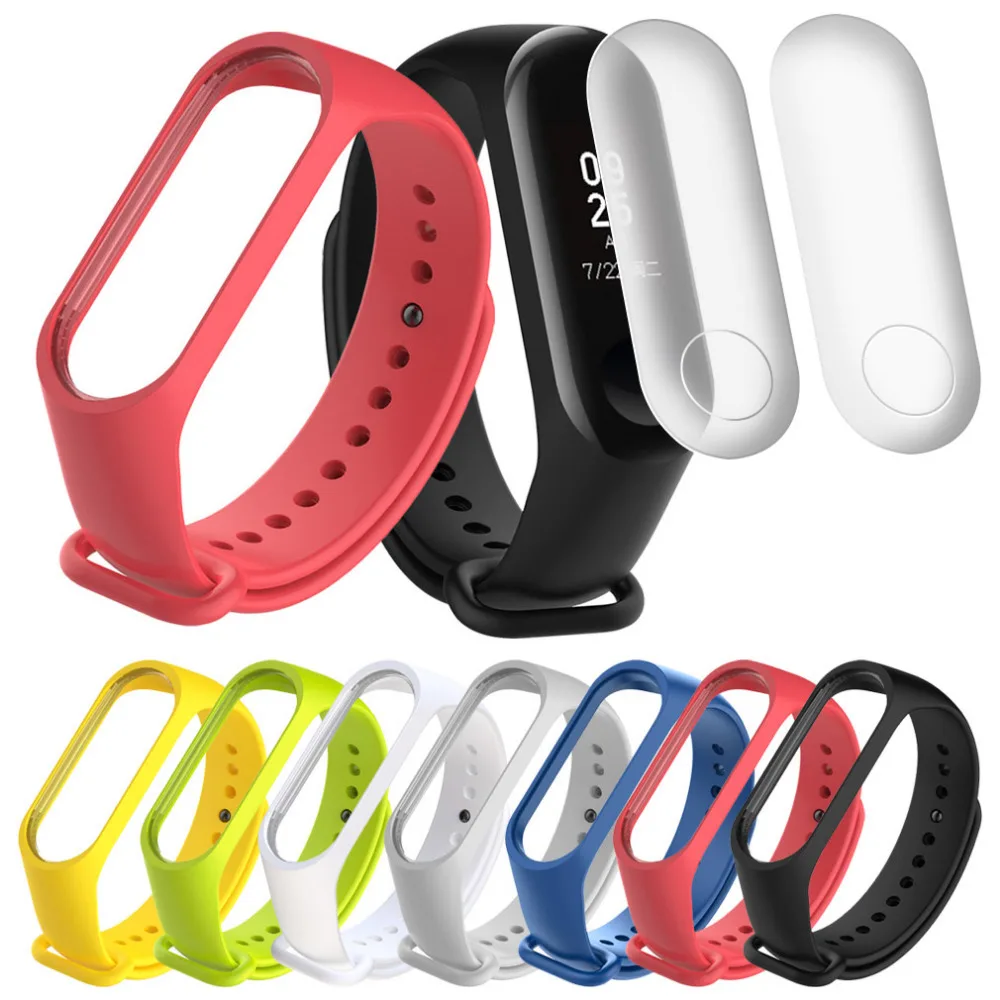 

Strap for Mi Band 3 Bracelet Silicone Wrist Strap for Xiaomi Mi Band 3 Correa Strap Wrist Strap Add 2 Pcs Screen Protector Film