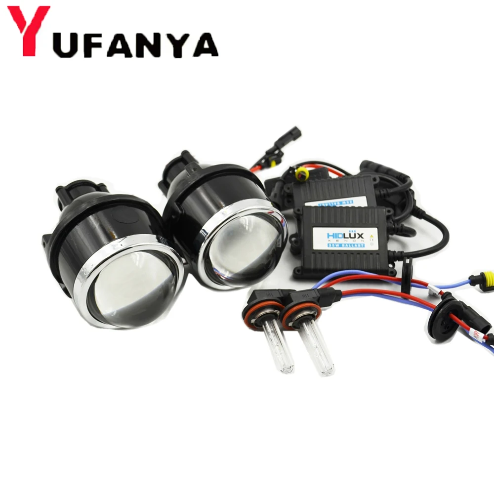 Baratos 3,0 pulgadas escondió halógena Bi xenón niebla proyector kit de lente universal para coche luces lentes lámpara Retrofit H11 de xenón bombillas