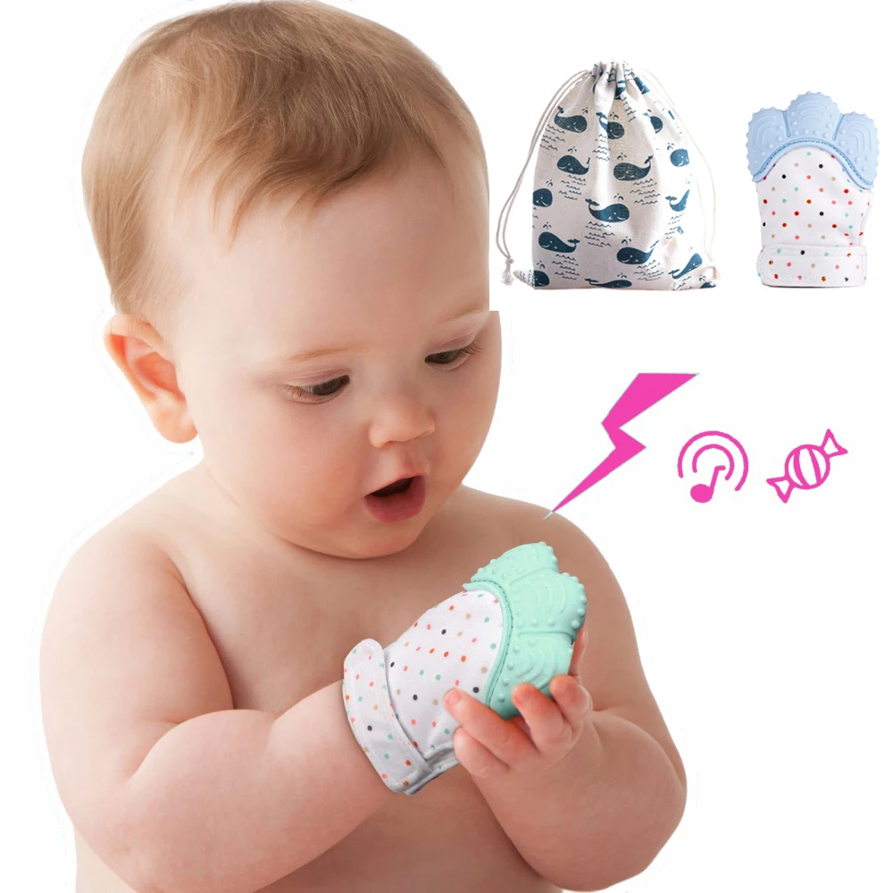 

Natural Silicone Baby Gloves Teether Safe Baby Teether Teething Ring Silicone Toothbrush Baby Teether