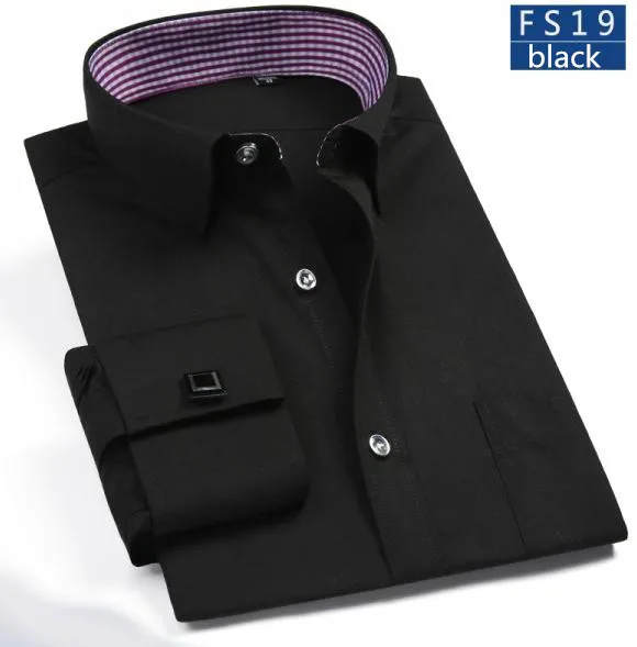 Новая мода, мужские повседневные платья, запонки для рубашки, мужские, высокое качество, длинный рукав, официальные, французские, облегающие, с манжетами, рубашки, FillenGudd - Цвет: FG FS19