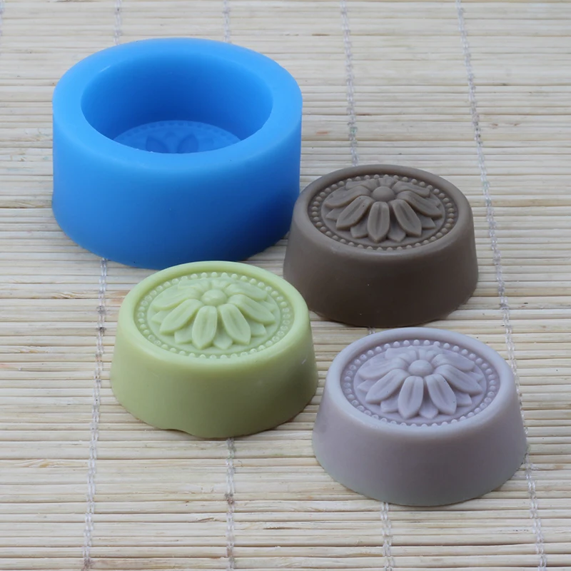 Мыло ручной работы силиконовая форма для выпечки, круглая с цветочными узорами шоколадная форма для изготовления конфет