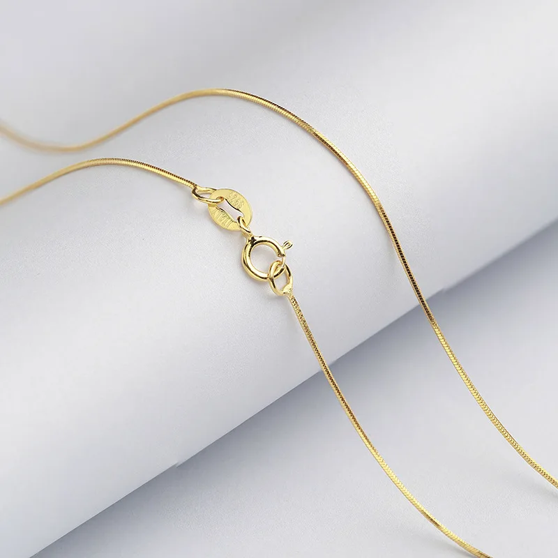 Женское Ожерелье из стерлингового серебра 925 пробы, цепочка в виде змеи, три золотых цвета, 0,6 мм, тонкое серебряное ожерелье, ювелирное изделие 925