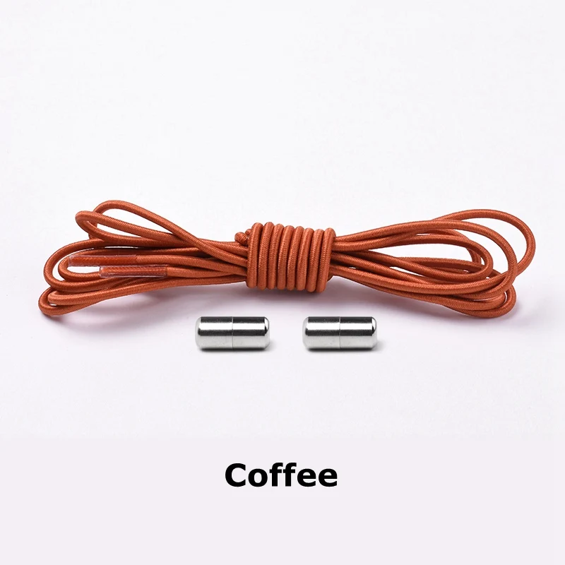 Coffee 1 пара металлических капсул шнурки без галстука эластичный шнурок шнурки для обуви круглые детские шнурки для отдыха быстрые шнурки для спортивной обуви унисекс - Цвет: Coffee