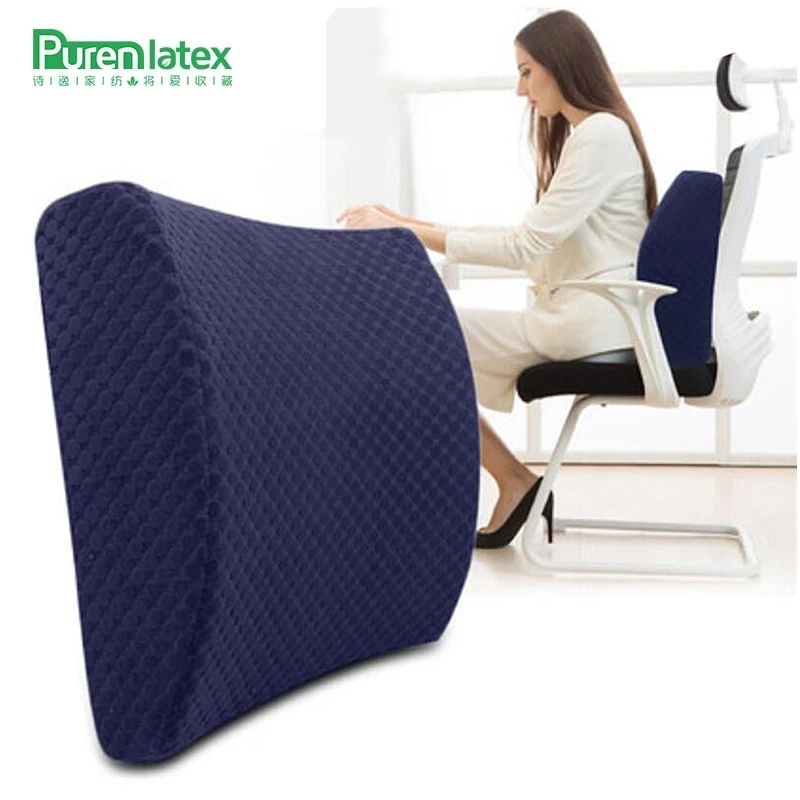 

PurenLatex Car Seat Cushion Driving Memory Foam Cushions Support Lumbar Spine Protect Pillow Office Chair Back Waist Pad