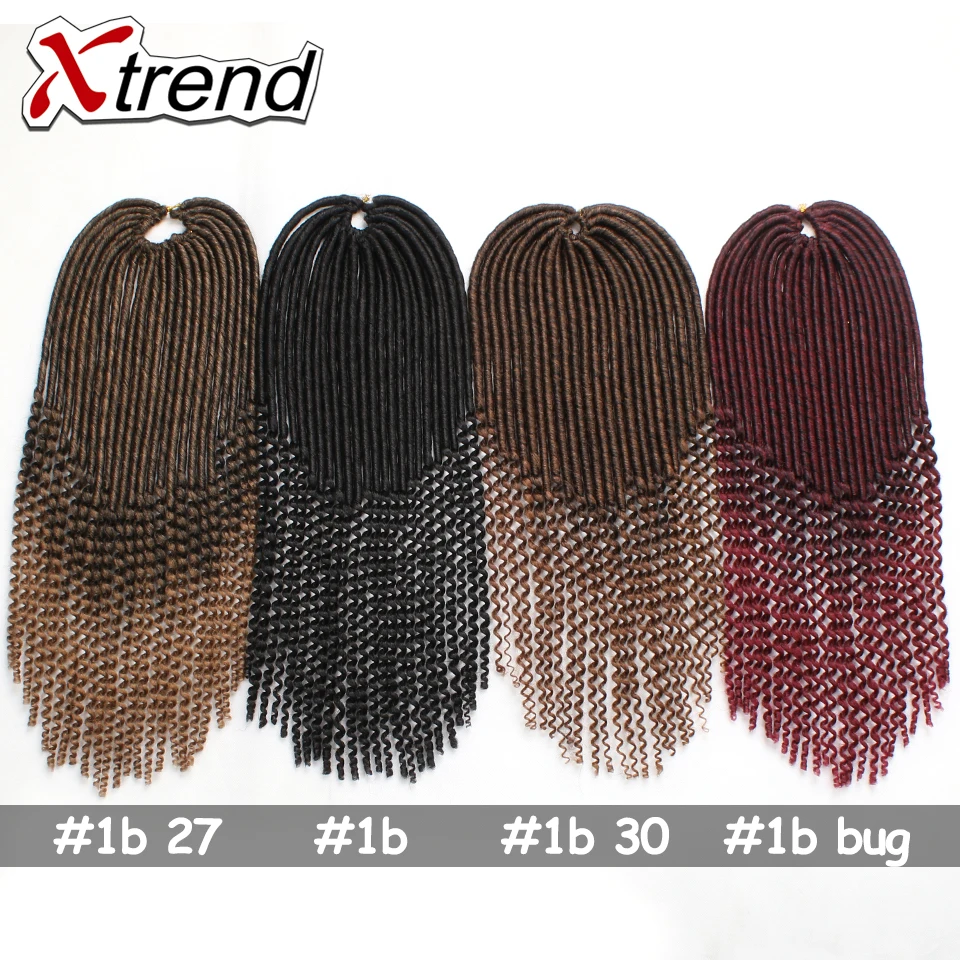 Synthetic Faux Locs Curly Crochet Braid Hair 20inch 24Stands Ombre Braiding Hair