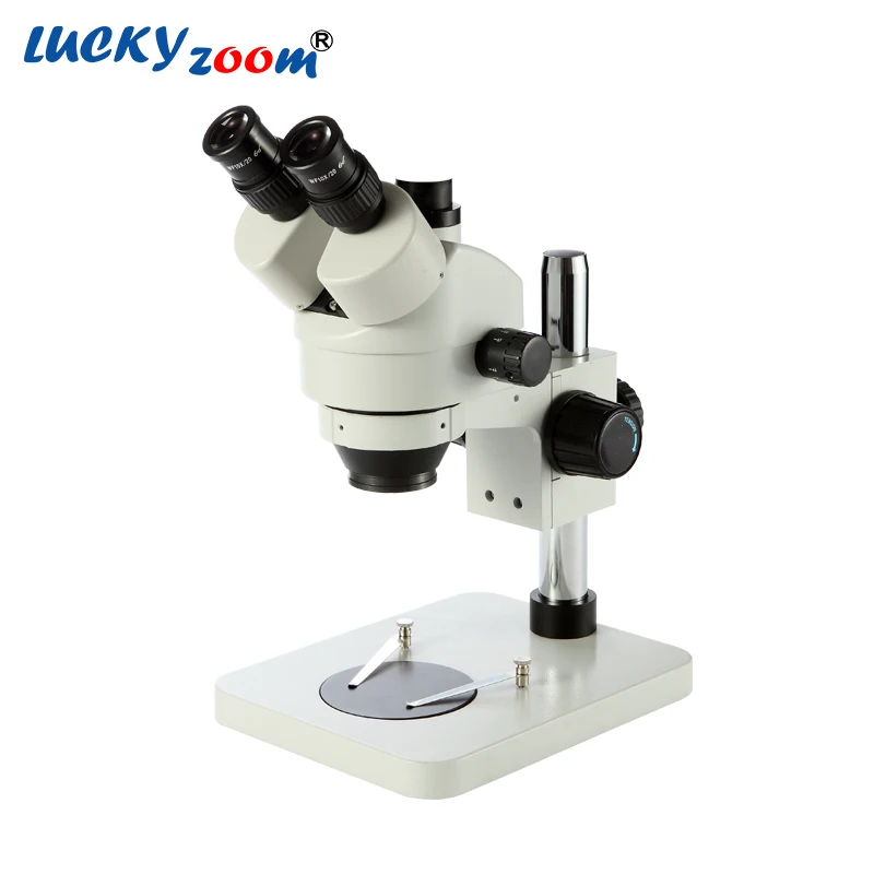 Luckyzoom Профессиональный 7X-45X Simul-Focuse Тринокулярный Стерео вертикальный зум микроскоп PCB Microscopio
