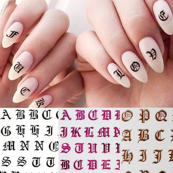 

1pc Gothic Letter 3D Nail Sticker Rose Gold Words Nail Slider Decals Adhesive Sticker Tips Manicure Nail Art Decoration