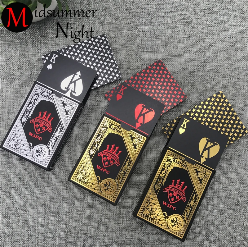 2019 Waterproof plastic pvc playing cards poker pure black color poker cards classic magic tricks tool 3 color Red/Silver/Gold 2019 Waterproof plastic pvc playing cards poker pure black color poker cards classic magic tricks tool 3 color Red/Silver/Gold
