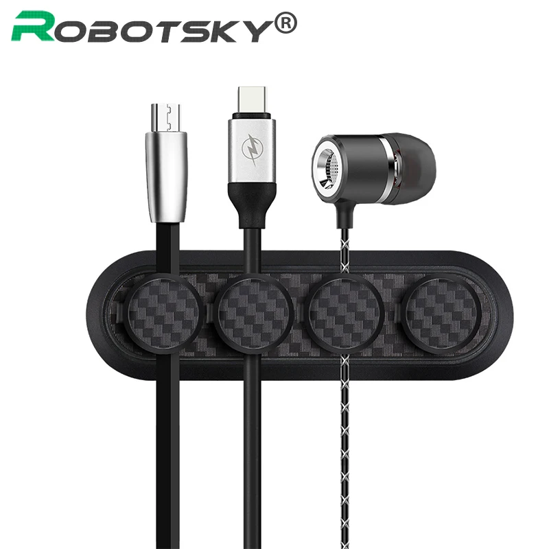 

Magnetic Cable Winder carbon fiber Cable USB Cable Management Winder Clip Desk Wire Cord Protector Cable Holder For iPhone