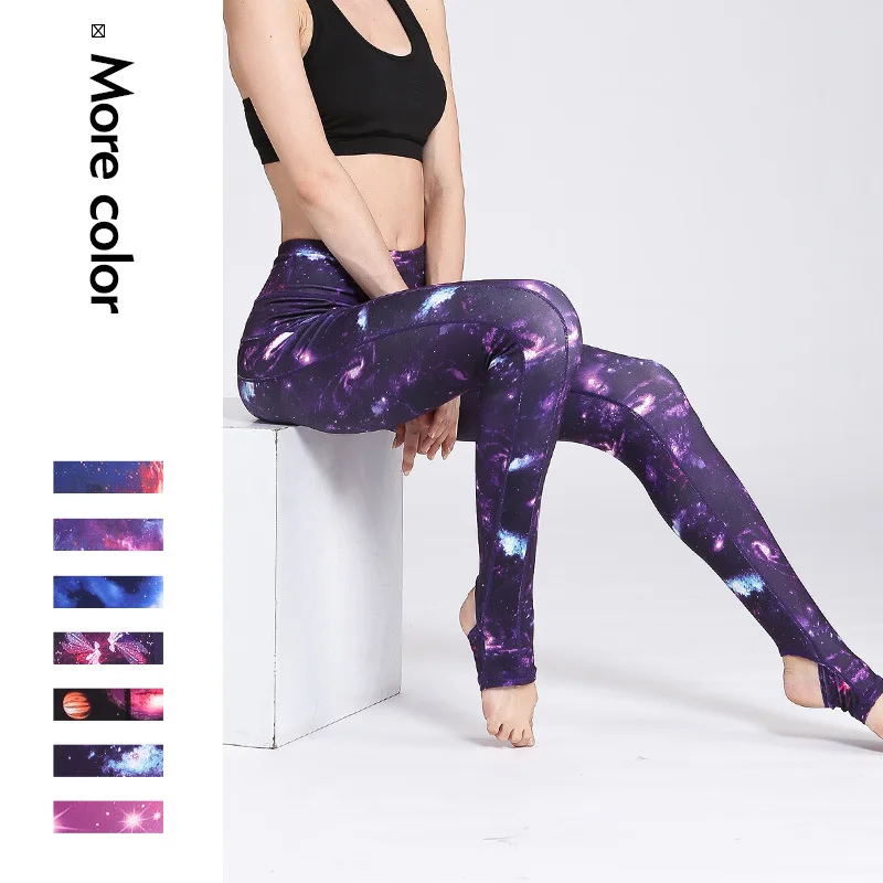 

New Star Printed Yoga Pants Polyester Fibers (polyester)Fast-drying Tight Pants for Women Pantalones Mujer Cintura Alta