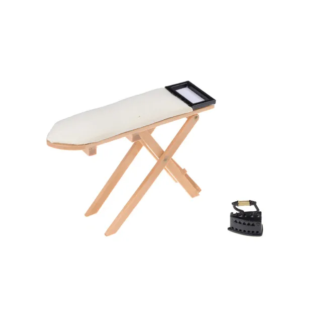 1:12 Doll House Mini Craft White Wood Ironing Board Scene Accessories Dollhouse Miniature Furniture Toy Iron or Ironing Board 2